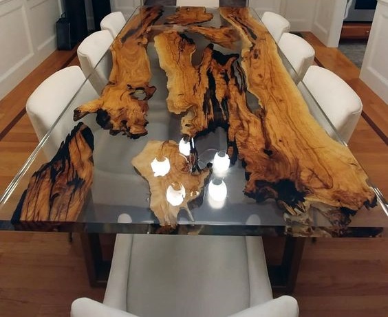 Wood and epoxy discount furniture