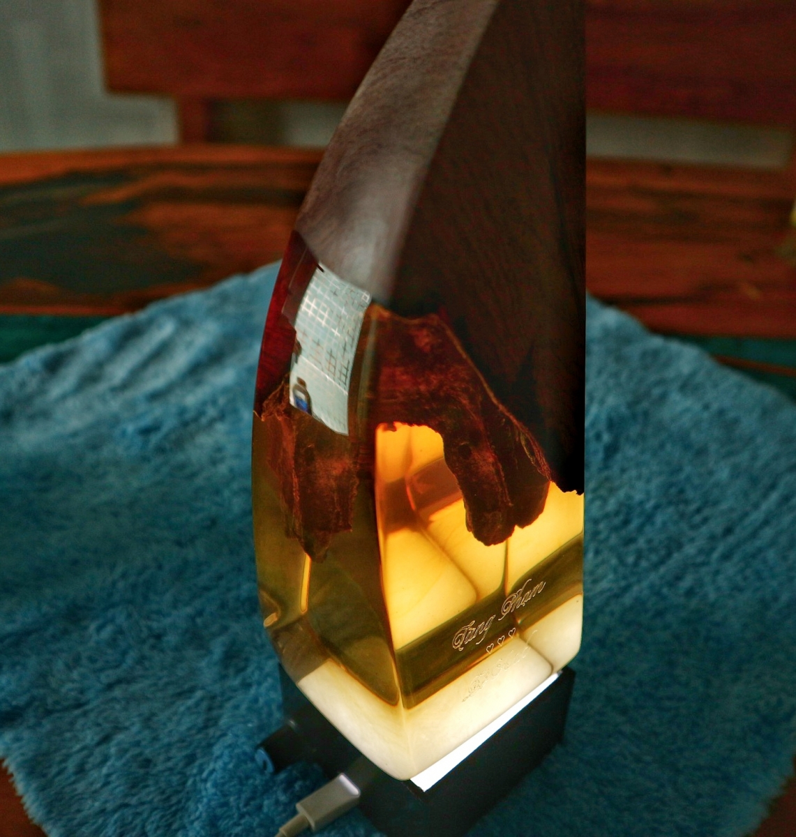 Night Lamp With Resin And Wood - Epoxy Resin Light, Epoxy Resin Lamp